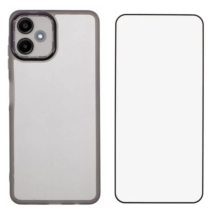 WANLONFENG DKSM Series for Samsung Galaxy A06 4G TPU Case Electroplated Frame with Tempered Glass - Transparent Black