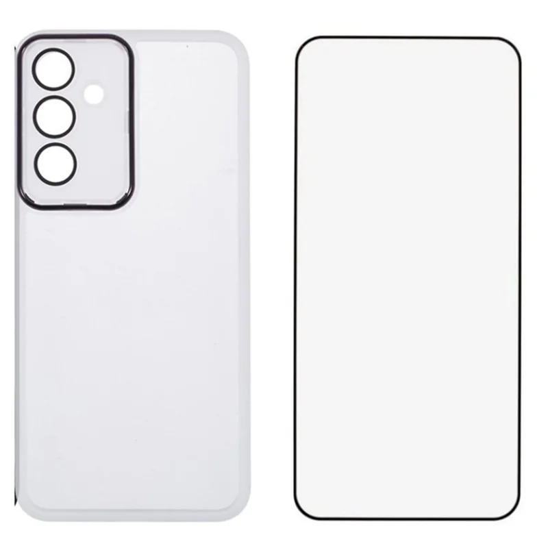 WANLONFENG DKSM Series for Samsung Galaxy A16 5G / A16 4G TPU Case Electroplated Frame with Tempered Glass - Transparent White