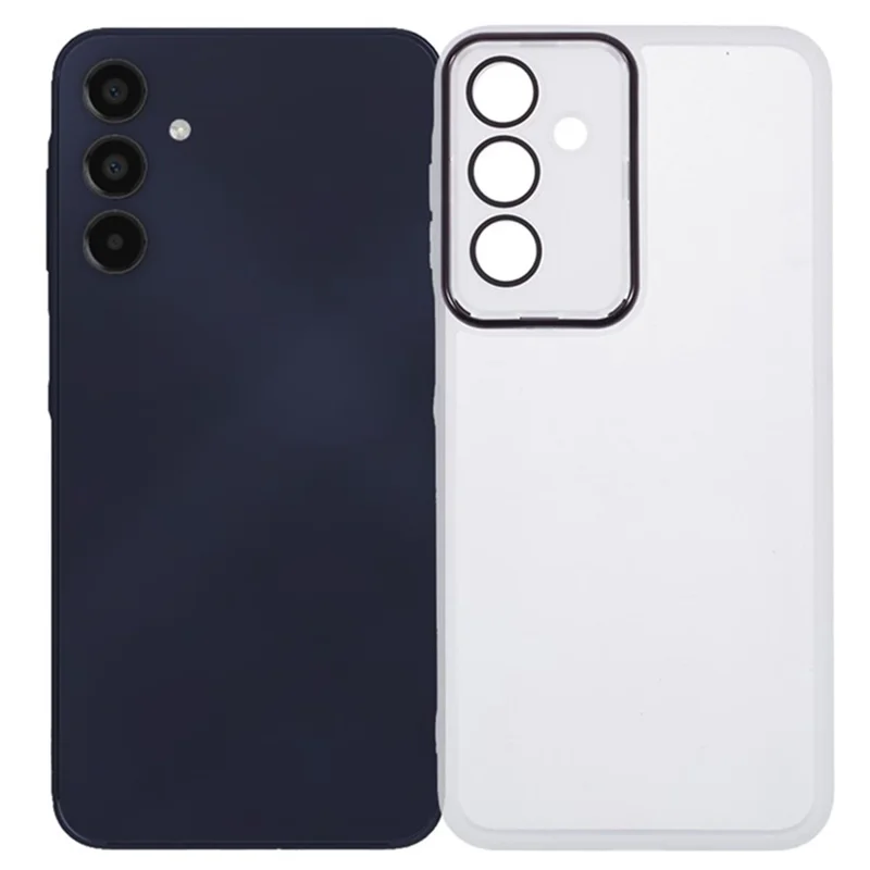 WANLONFENG DKSM Series for Samsung Galaxy A16 5G / A16 4G TPU Case Electroplated Frame with Tempered Glass - Transparent White