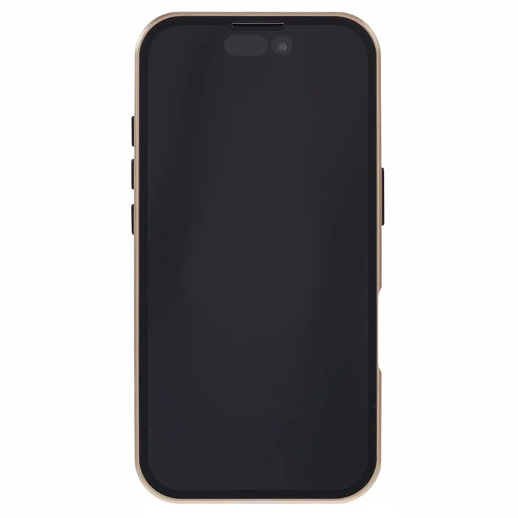 For iPhone 16 Anti-Spy Case Magnetic Metal Frame + Double-Sided Tempered Glass Phone Cover - Gold