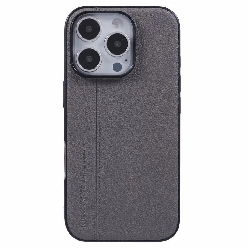 Kigc Para Iphone 15 Pro Max Case Litchi Textura Concaminhe a Capa do Telefone PC+TPU - Cinza