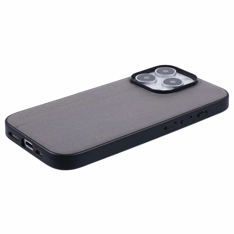 Kigc Para Iphone 15 Pro Max Case Litchi Textura Concaminhe a Capa do Telefone PC+TPU - Cinza