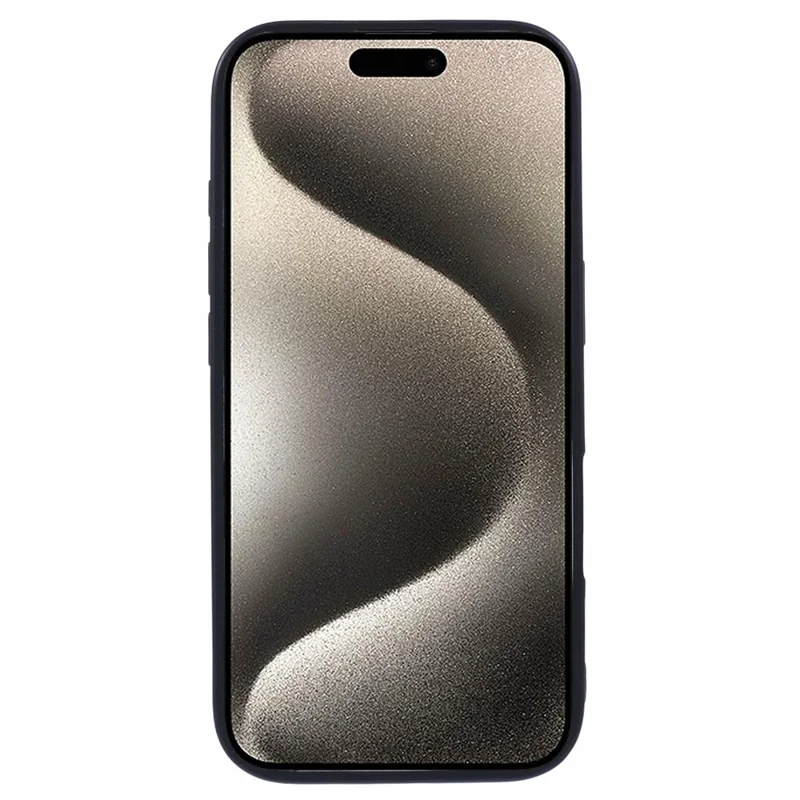 KIGC For iPhone 15 Pro Case Litchi Texture Leather Coated PC+TPU Phone Cover - Black