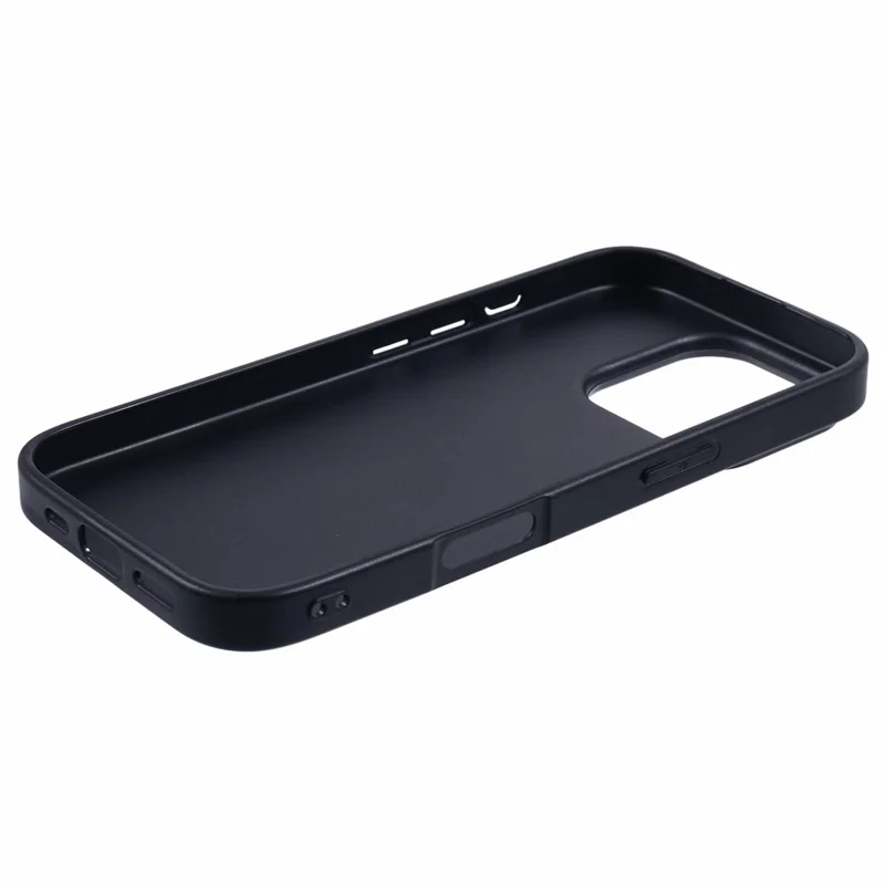 KIGC For iPhone 15 Pro Case Litchi Texture Leather Coated PC+TPU Phone Cover - Black