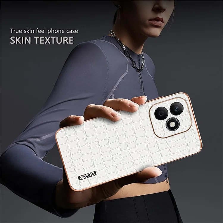 Azns For Honor X60i 5g Case Case Crocodile Texture Pu+tpu Телефона Телефона - Черный