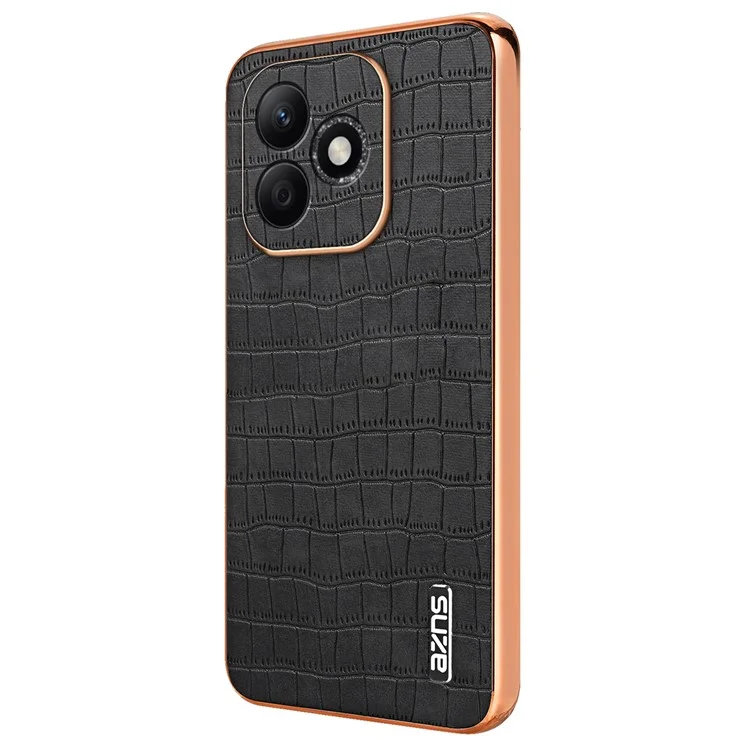 Azns For Honor X60i 5g Case Case Crocodile Texture Pu+tpu Телефона Телефона - Черный