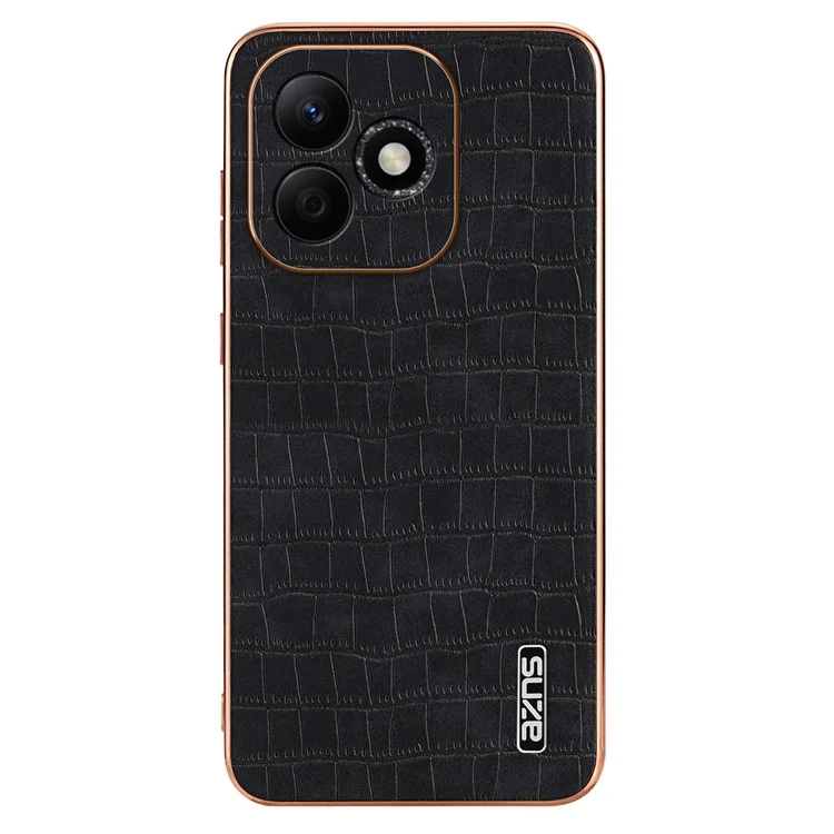 Azns For Honor X60i 5g Case Case Crocodile Texture Pu+tpu Телефона Телефона - Черный