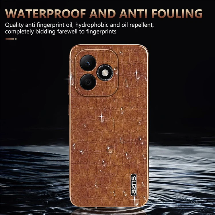 Azns For Honor X60i 5g Case Case Crocodile Texture Pu+tpu Телефона Телефона - Черный