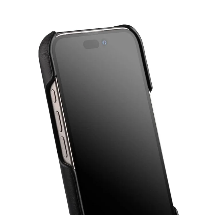 MELKCO Per iPhone 16 Pro Case Compatibile con MagSafe Vera Pelle di Mucca Cerata Custodia in PC per Telefono - Nero