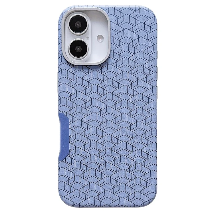 Para Iphone 16 Case Compatível Com Magsafe Anti-Drop PU+TPU Topa Capa Padrão Geometric - Azul
