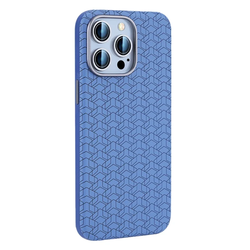 Для Iphone 16 Pro Case, Совместимый с Magsafe Anti-Drop Pu+tpu. Геометрический Шаблон Телефона Tpu - Синий