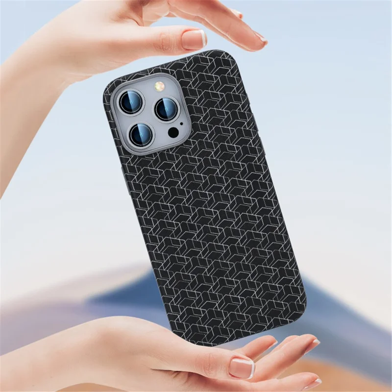 Для Iphone 16 Pro Case, Совместимый с Magsafe Anti-Drop Pu+tpu. Геометрический Шаблон Телефона Tpu - Синий