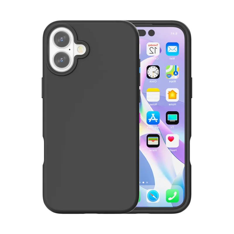 Til iPhone 16 Case TPU + PC Matt Translucent Telefon Bagdæksel - Sort
