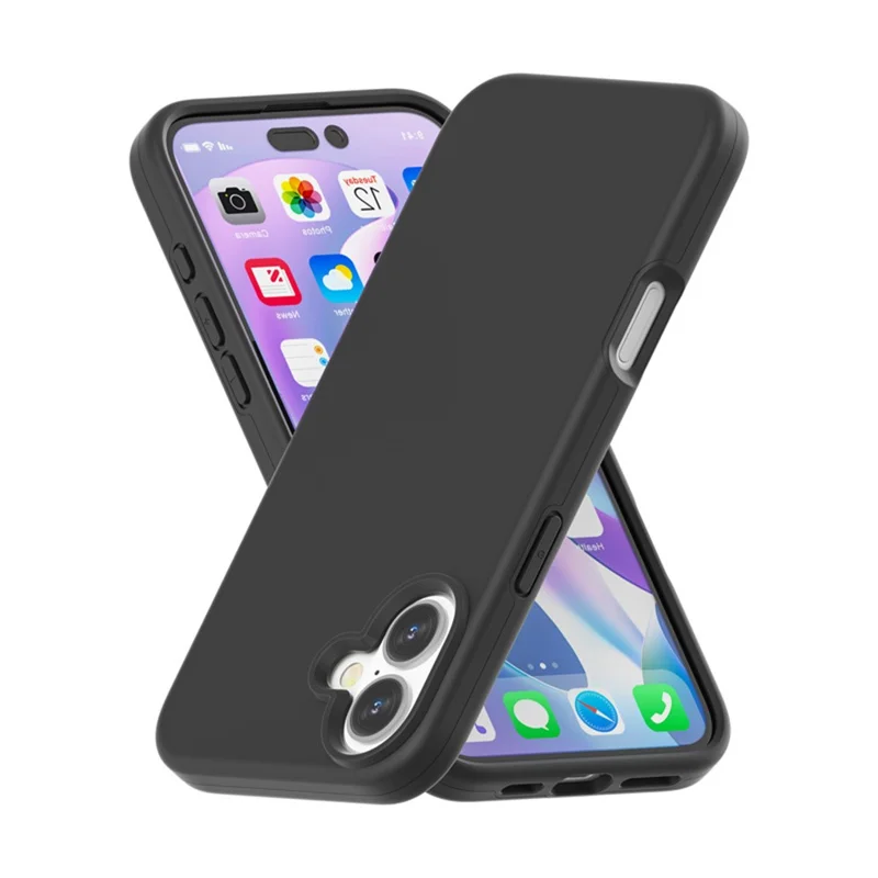 Til iPhone 16 Case TPU + PC Matt Translucent Telefon Bagdæksel - Sort