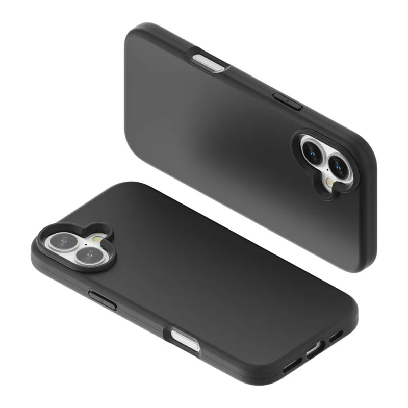 Til iPhone 16 Case TPU + PC Matt Translucent Telefon Bagdæksel - Sort