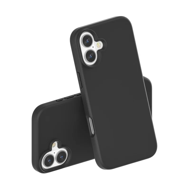 Til iPhone 16 Case TPU + PC Matt Translucent Telefon Bagdæksel - Sort