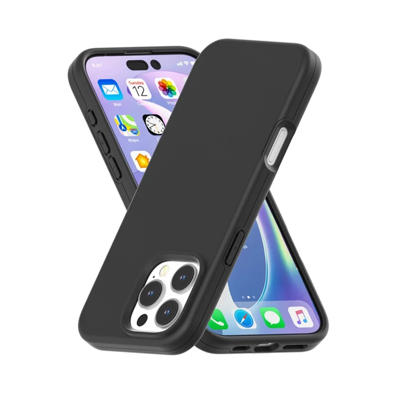 For iPhone 16 Pro Max Case TPU + PC Matte Translucent Phone Back Cover - Black