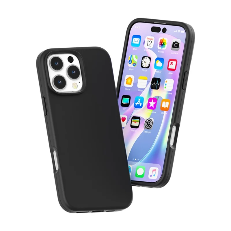 For iPhone 16 Pro Max Case TPU + PC Matte Translucent Phone Back Cover - Black