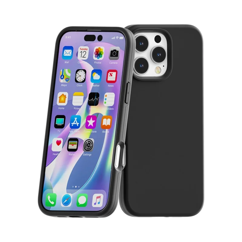 For iPhone 16 Pro Max Case TPU + PC Matte Translucent Phone Back Cover - Black