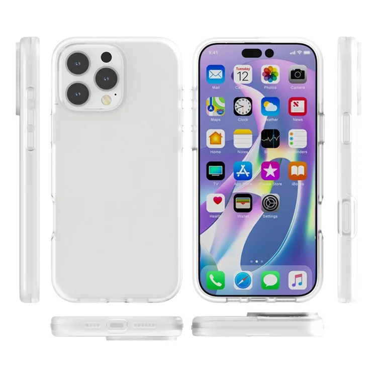 Für iPhone 16 Pro Case TPU + PC Matt Transluzenter Telefonrückseite - Weiß