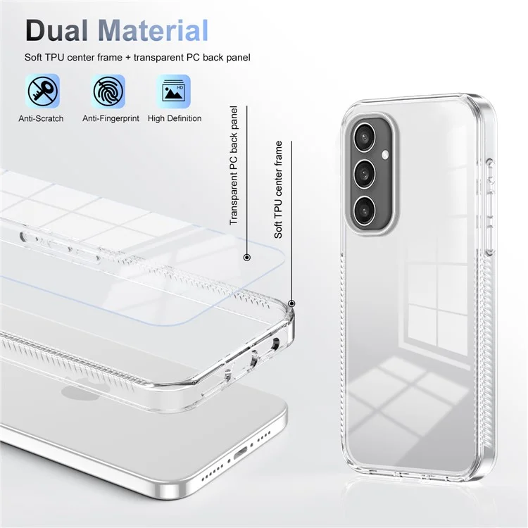 Для Samsung Galaxy S24 Clear Phone Case Tpu PC Antiplip Drop-защищенная Задняя Крышка - Прозрачный