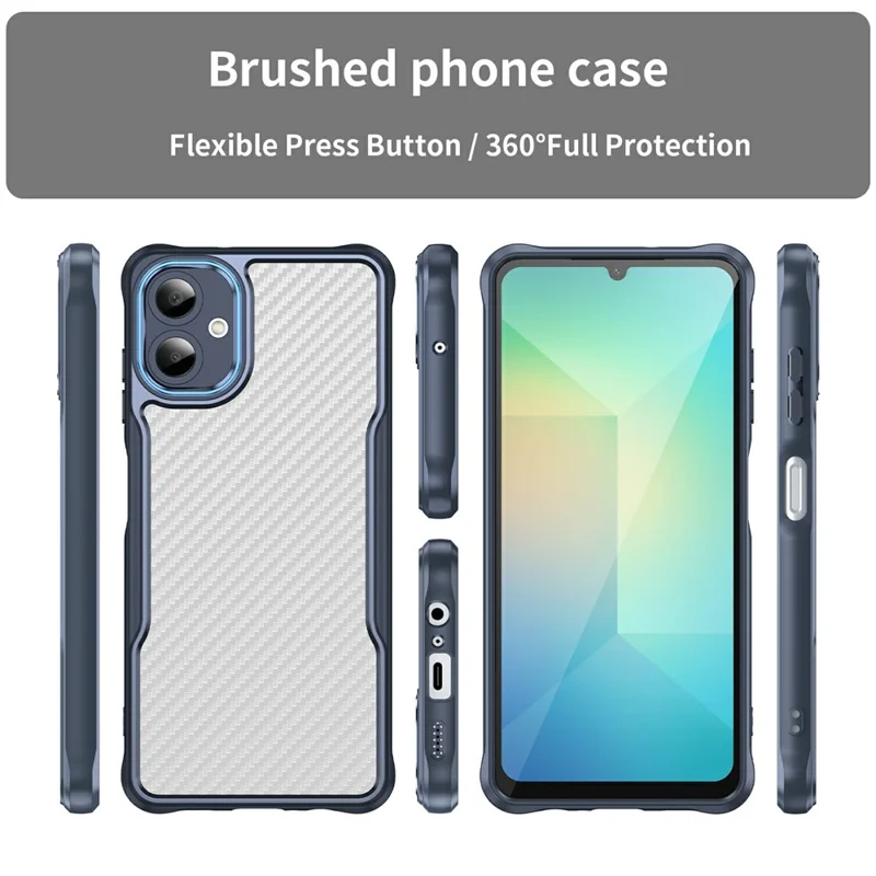 Para Samsung Galaxy A06 Funda de Fibra de Carbono Resistente a Rasguños Cubierta de Teléfono TPU+PC - Azul