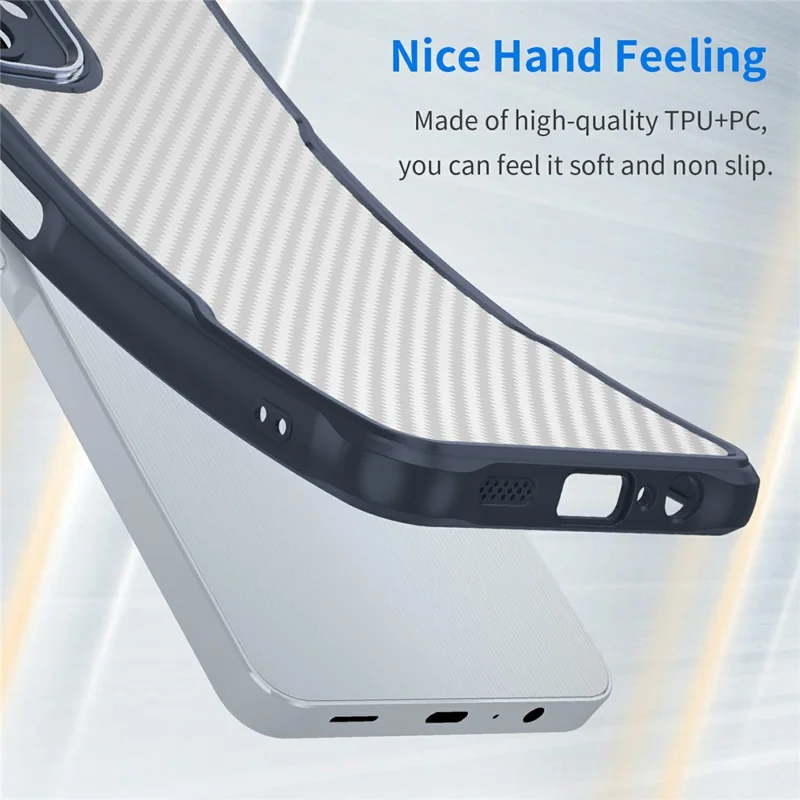 Para Samsung Galaxy A06 Funda de Fibra de Carbono Resistente a Rasguños Cubierta de Teléfono TPU+PC - Azul