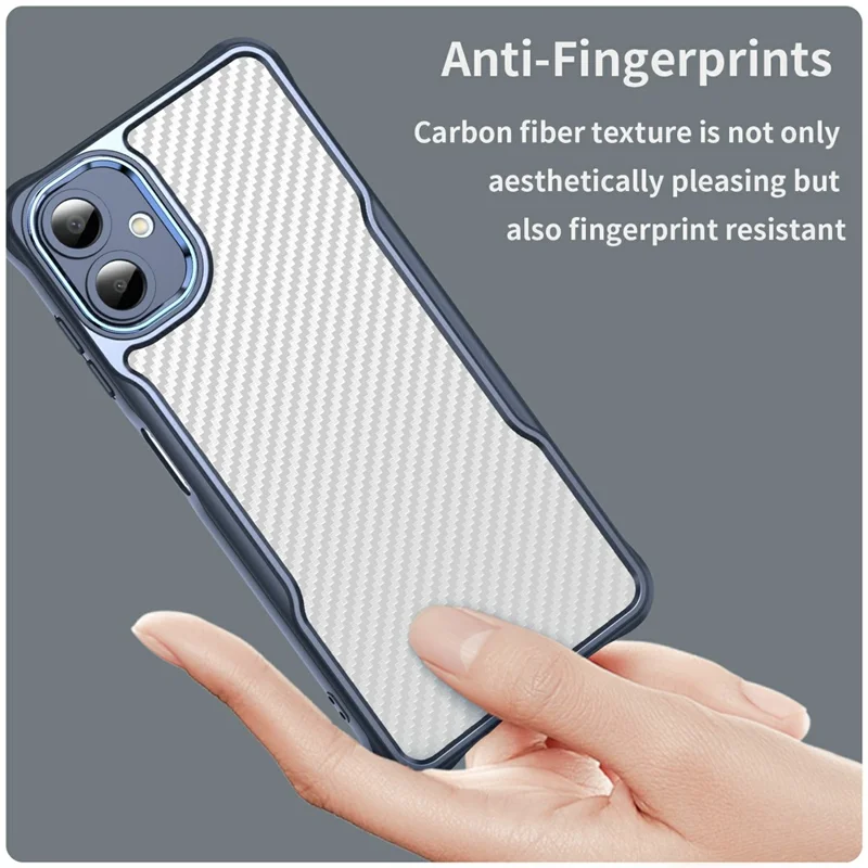 Para Samsung Galaxy A06 Funda de Fibra de Carbono Resistente a Rasguños Cubierta de Teléfono TPU+PC - Azul