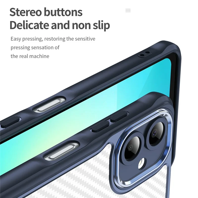 Para Samsung Galaxy A06 Funda de Fibra de Carbono Resistente a Rasguños Cubierta de Teléfono TPU+PC - Azul