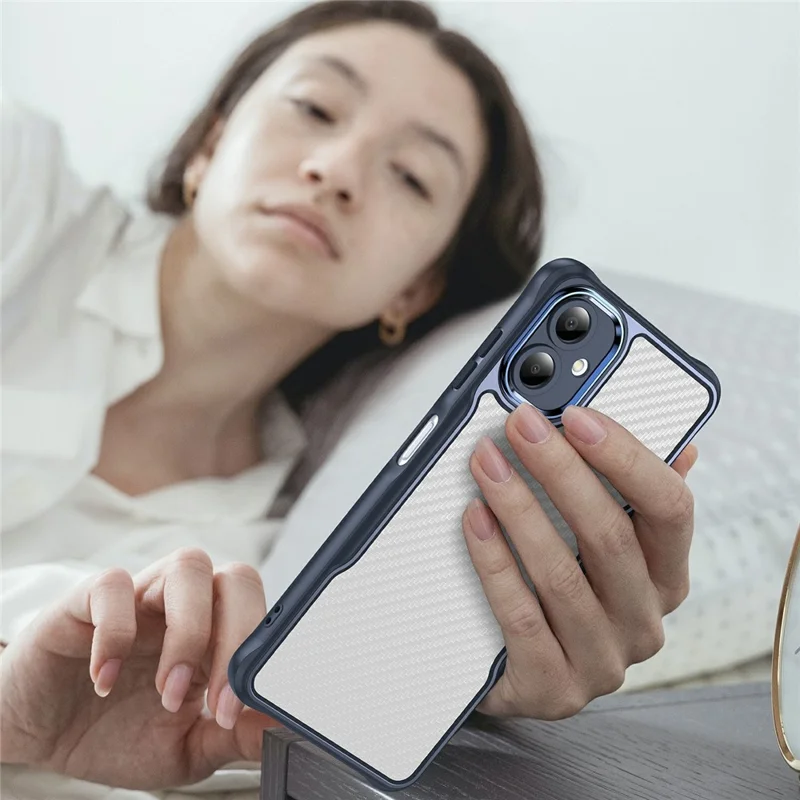 Para Samsung Galaxy A06 Funda de Fibra de Carbono Resistente a Rasguños Cubierta de Teléfono TPU+PC - Azul