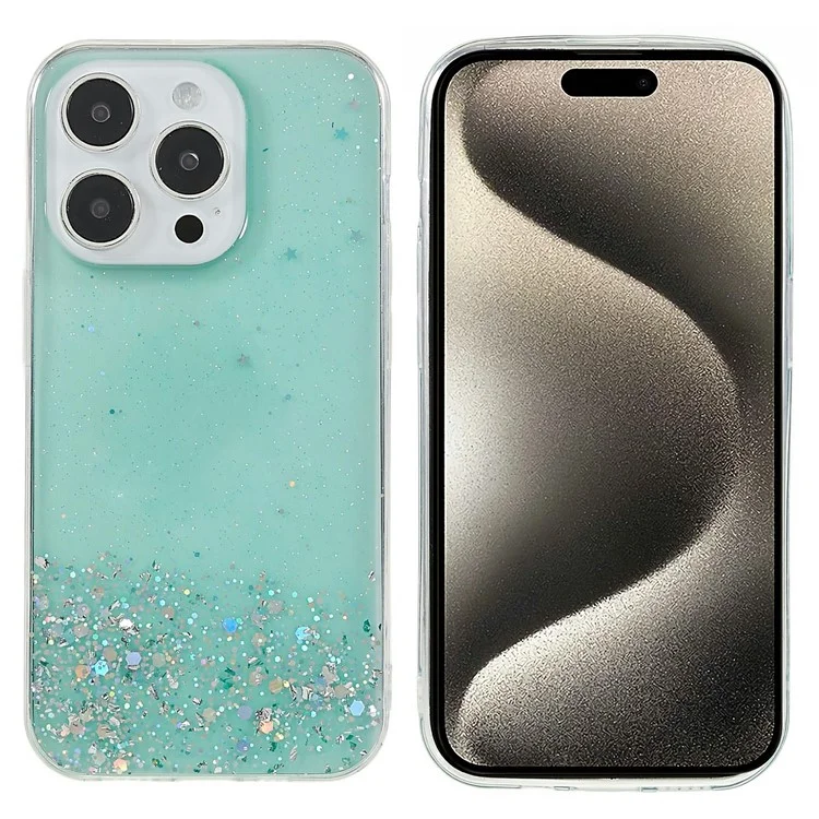 Para Iphone 16 Pro Case Starry Sky Sparkle Epoxy Epoxy Anti-Drop Tpu Telephip Cover - Verde