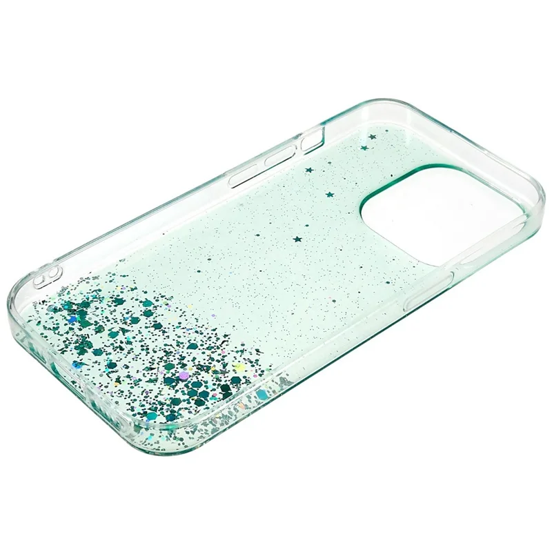 For iPhone 16 Pro Max Case Starry Sky Sparkle Epoxy Anti-Drop TPU Phone Cover - Green