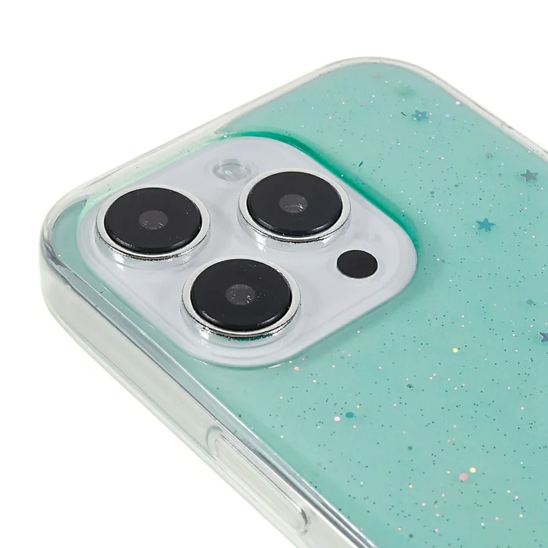 For iPhone 16 Pro Max Case Starry Sky Sparkle Epoxy Anti-Drop TPU Phone Cover - Green