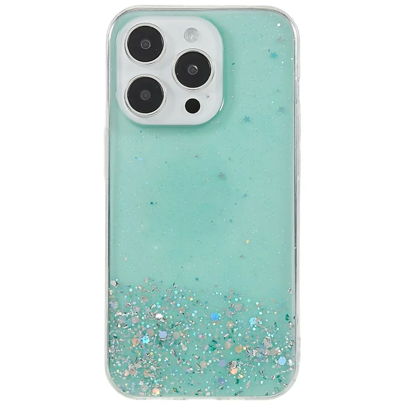 For iPhone 16 Pro Max Case Starry Sky Sparkle Epoxy Anti-Drop TPU Phone Cover - Green