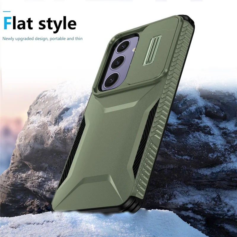 For Samsung Galaxy S24 FE Case Camshield TPU+PC Phone Cover Non-Slip Side Edge - Green