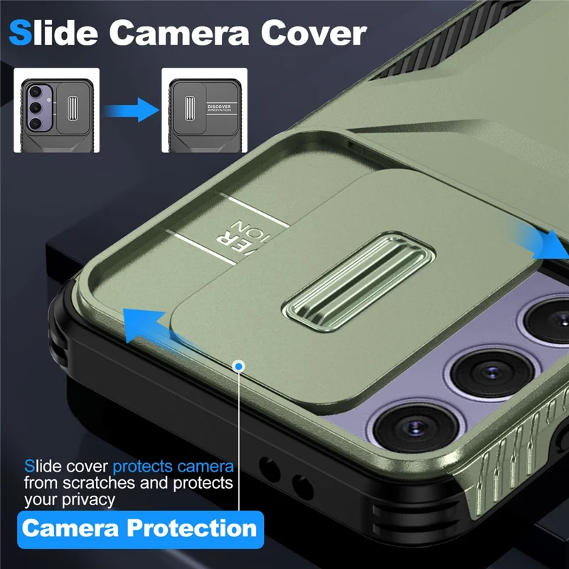 For Samsung Galaxy S24 FE Case Camshield TPU+PC Phone Cover Non-Slip Side Edge - Green