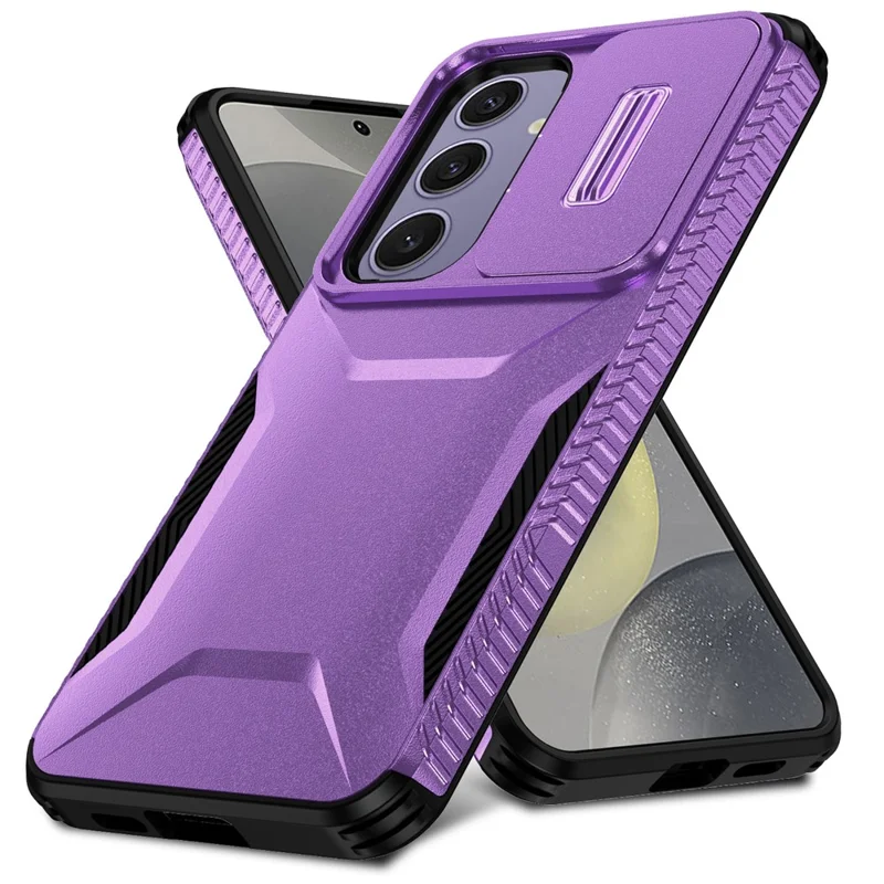 For Samsung Galaxy S24 FE Case Camshield TPU+PC Phone Cover Non-slip Side Edge - Purple