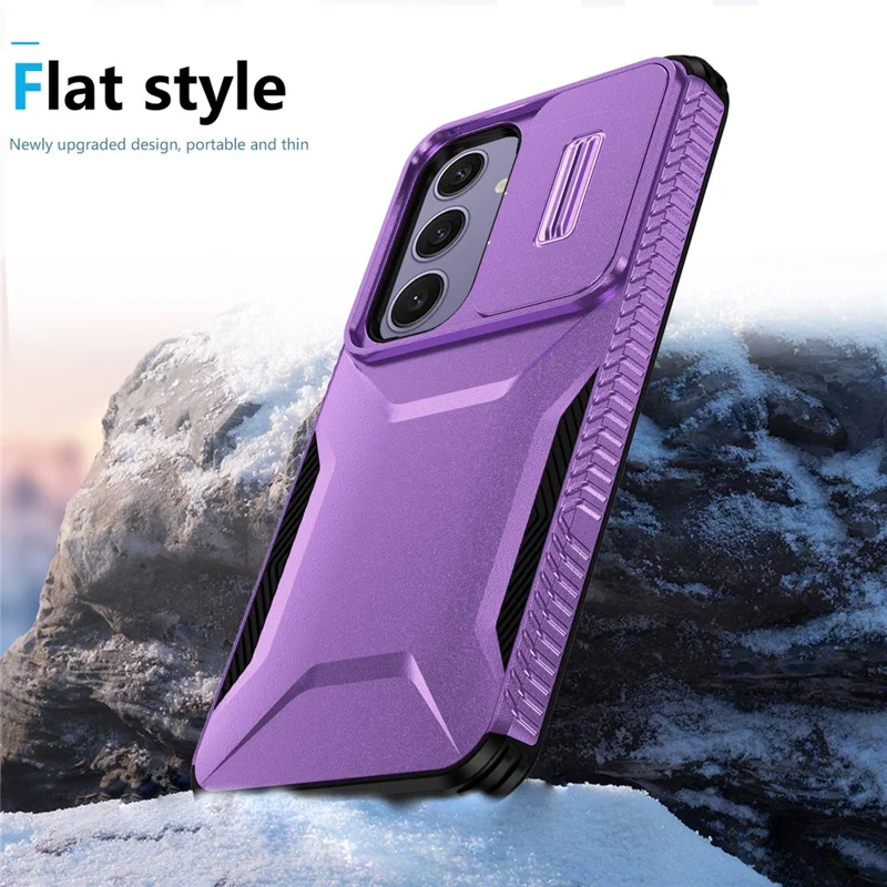 For Samsung Galaxy S24 FE Case Camshield TPU+PC Phone Cover Non-slip Side Edge - Purple