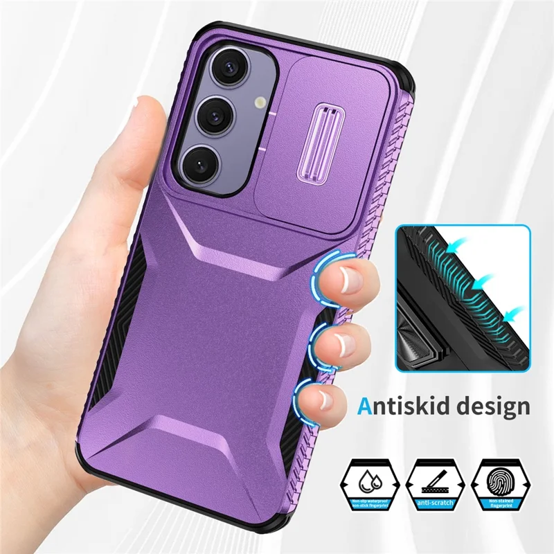 For Samsung Galaxy S24 FE Case Camshield TPU+PC Phone Cover Non-slip Side Edge - Purple