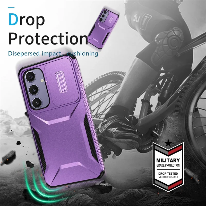 For Samsung Galaxy S24 FE Case Camshield TPU+PC Phone Cover Non-slip Side Edge - Purple
