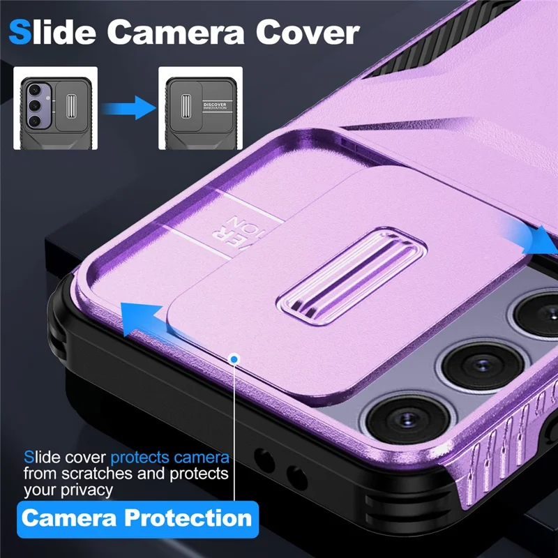 For Samsung Galaxy S24 FE Case Camshield TPU+PC Phone Cover Non-slip Side Edge - Purple
