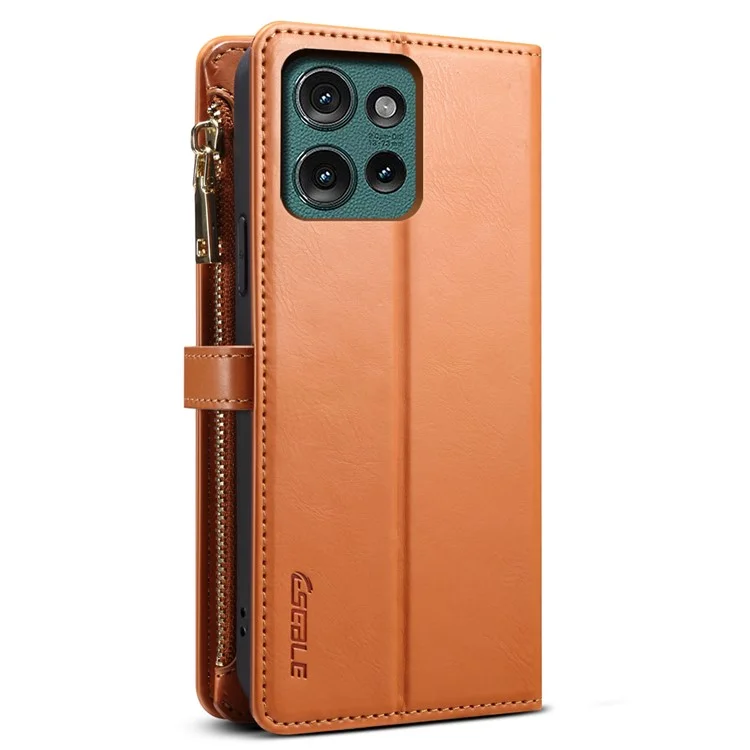 Серия Eseble Galaxy Для Motorola Edge 50 5G Case Cemean Leather Phone Phone Cover RFID Блокировка - Коричневый