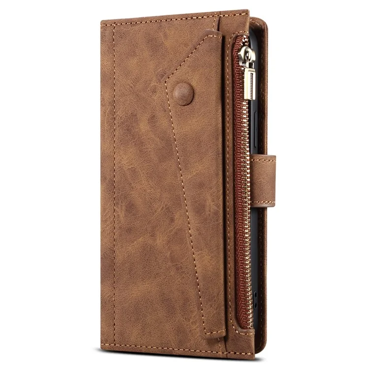 Серия Eseble Star Для Motorola Edge 50 Neo 5g Case Zipper Кожаная Подставка - Коричневый
