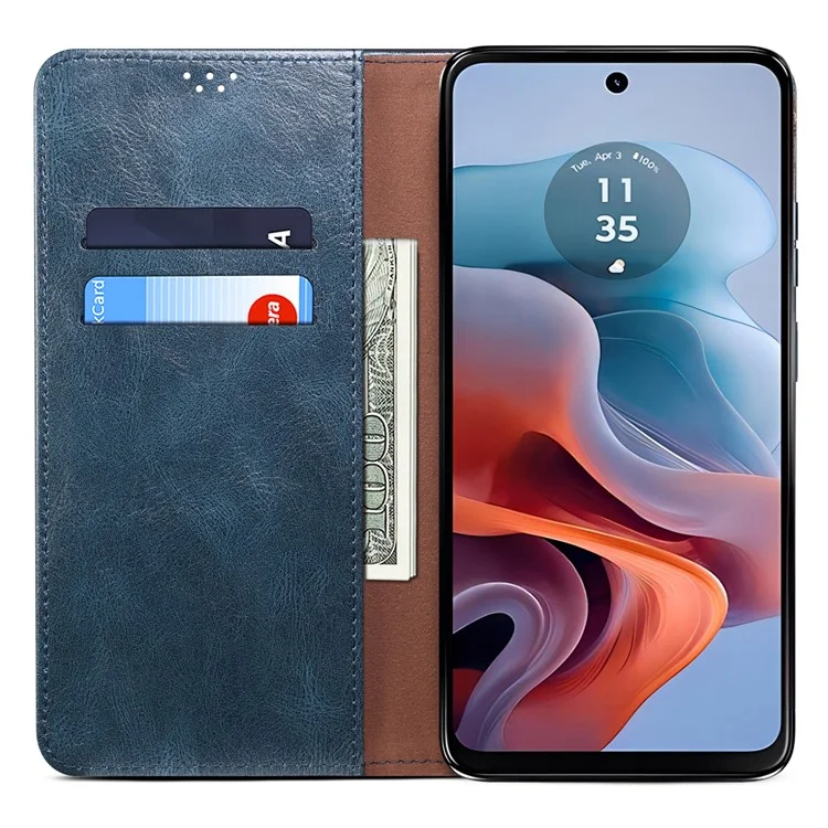 Pour Motorola Edge 50 Neo 5G / Moto S50 5G / Thinkphone 25 5G Étui Texture de Cheval Fou Cuir Ciré Portefeuille Support - Bleu