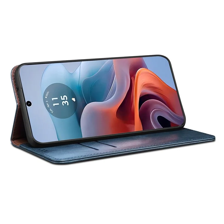 Pour Motorola Edge 50 Neo 5G / Moto S50 5G / Thinkphone 25 5G Étui Texture de Cheval Fou Cuir Ciré Portefeuille Support - Bleu
