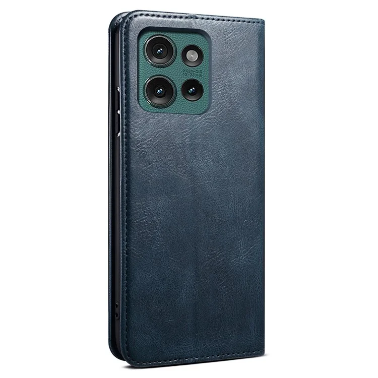 Pour Motorola Edge 50 Neo 5G / Moto S50 5G / Thinkphone 25 5G Étui Texture de Cheval Fou Cuir Ciré Portefeuille Support - Bleu