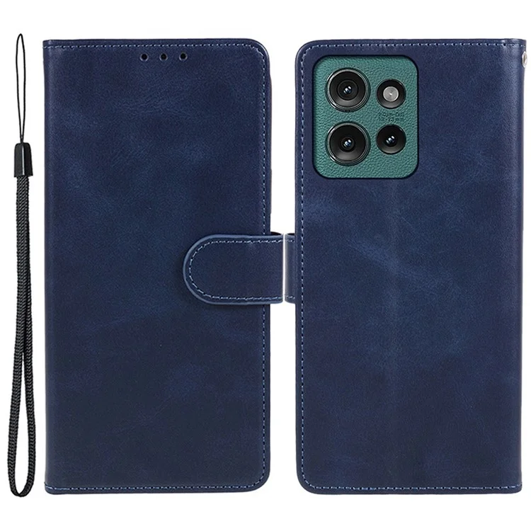 For Motorola Edge 50 Neo 5G / Moto S50 5G / Thinkphone 25 5G Case PU Leather Wallet Protective Phone Cover Calf Texture - Blue
