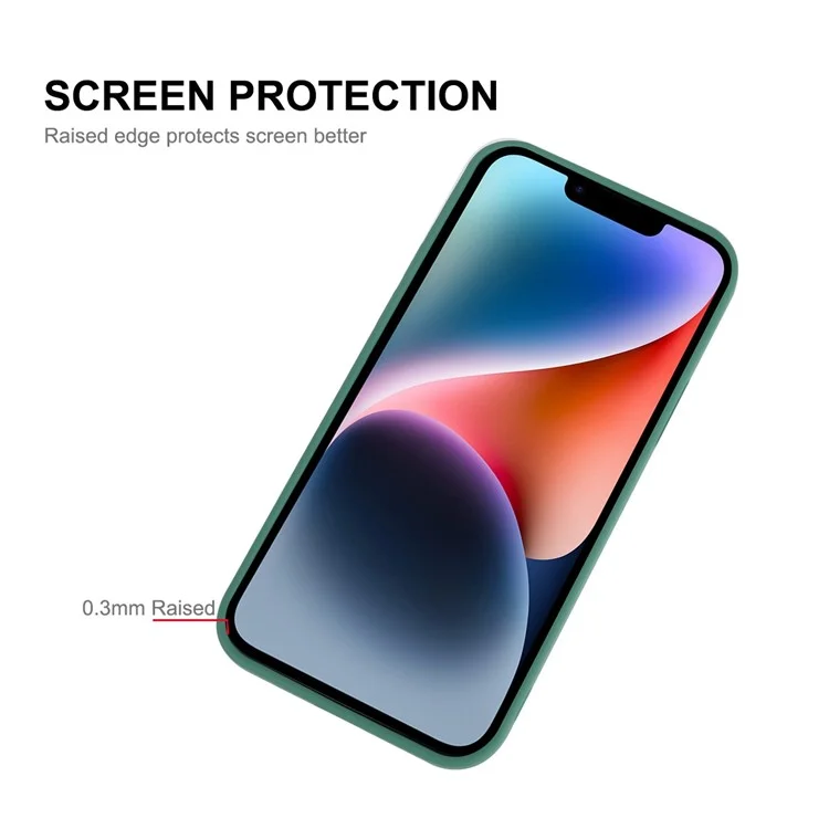 ENKAY HAT PRINCE Для iPhone 14 Solid Color Liquid Silicone Anti-drop Case Camera Lens Precise Cutout Phone Back Cover - Темно-зелёный