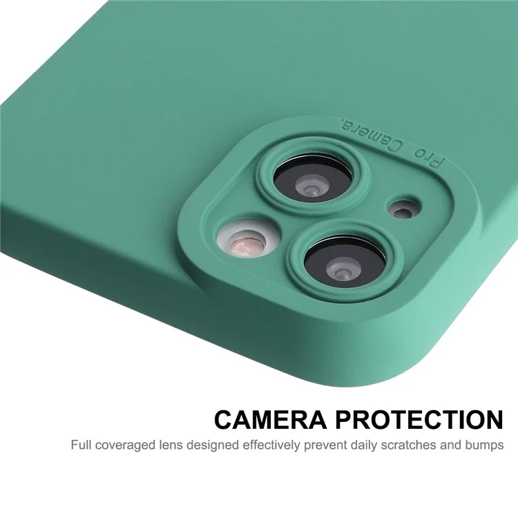 ENKAY HAT PRINCE Для iPhone 14 Solid Color Liquid Silicone Anti-drop Case Camera Lens Precise Cutout Phone Back Cover - Темно-зелёный