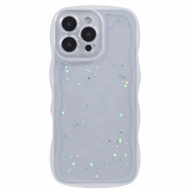 Serie JTW Para Iphone 16 Pro Max Case TPU Tapa Epoxy Phone Cover Wavy Edge - Blanco Transparente